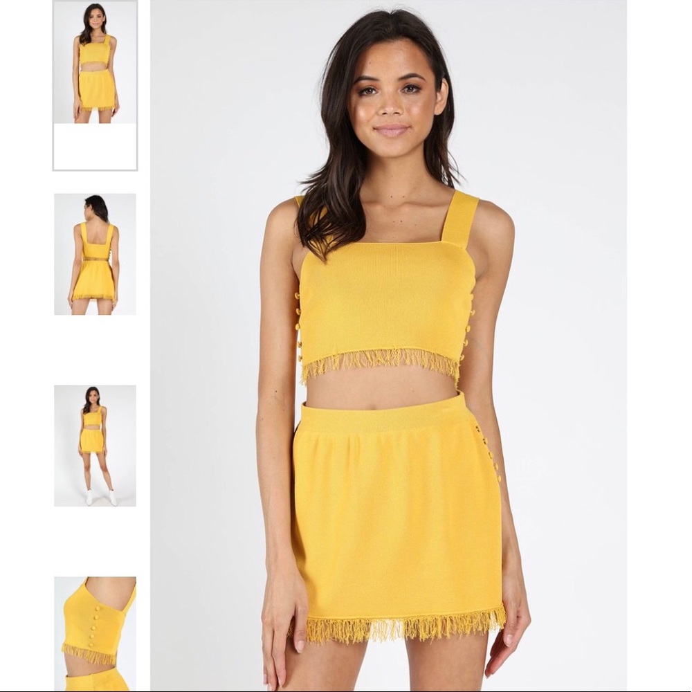 M L NWT HONEY PUNCH CROP TOP SKIRT FRINGE SET